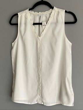 GAP Factory Ivory V-Neck Ruffle-Trim Sleeveless Camisole